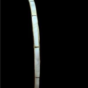 Vintage Thin Stackable Brass Bangle Bracelet MOP Inlay